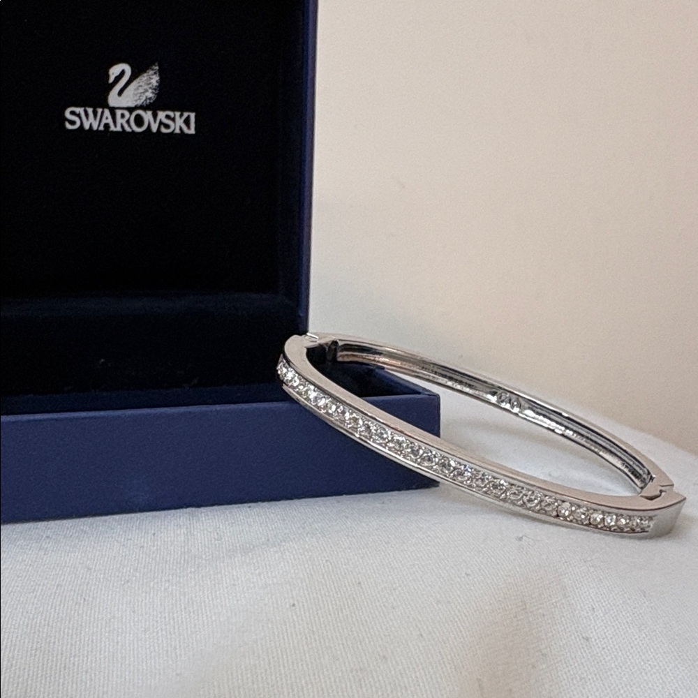 Swarovski Channel Set Crystal Hinged Bangle Bracelet